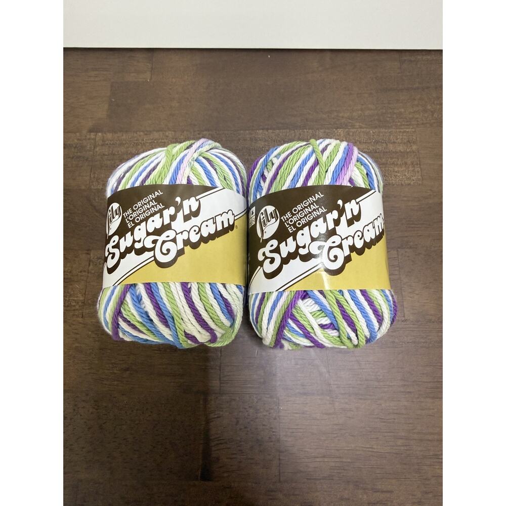 Lily Sugar 'n Cream Fruit Punch Cotton Yarn Medium 4 Lot of 2 New Same Dye Lot